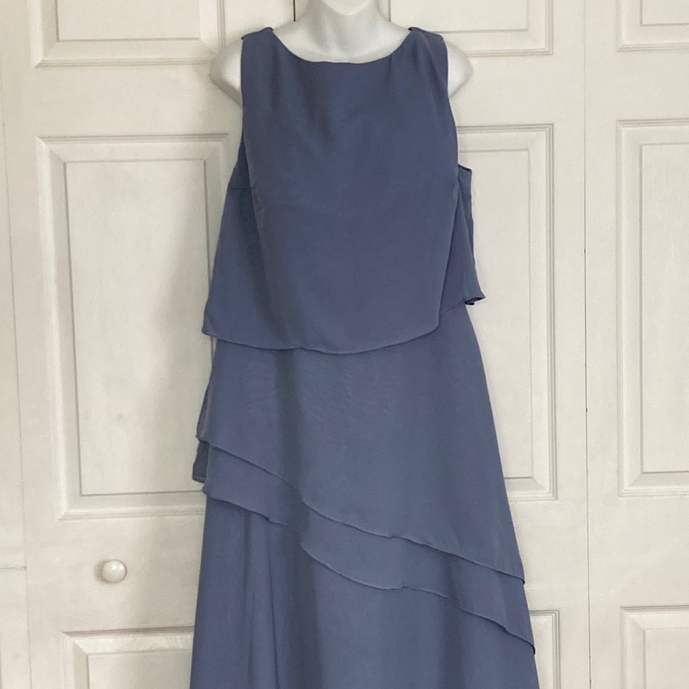 Women’s Dusty Blue A Line Ruffle Chiffon Wedding Prom Dress Plus Size 16W New